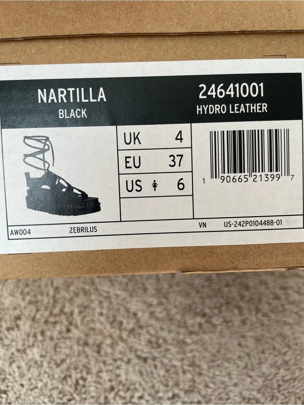 Dr Martens Nartilla Black Gladiator Sandals Women's Sz 37 / 6  Hydro Leather NEW